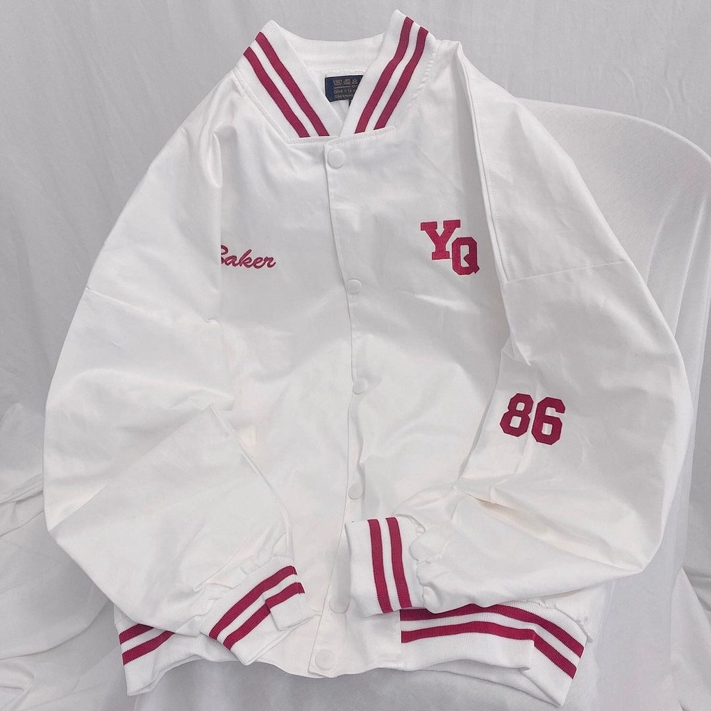 Áo Khoác Bomber BAKER YQ 86 Phối Bo Viền Form Rộng Ulzzang Unisex