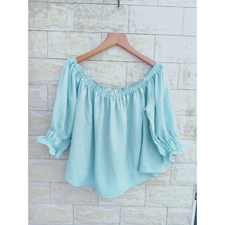 Áo rớt vai xanh ngọc