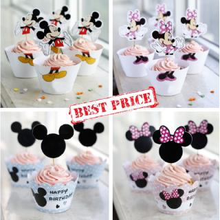 Set 24 Giấy Gói Bánh Cupcake Hình Chuột Minnie