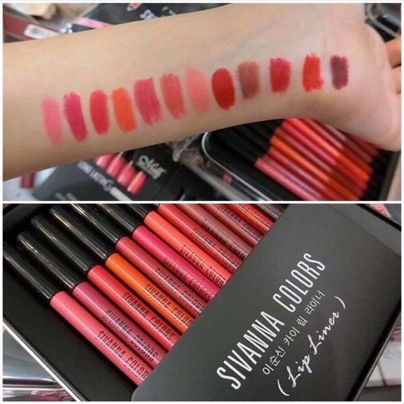 Hộp 12 son bút chì SIVANNA COLORS Lip Liner