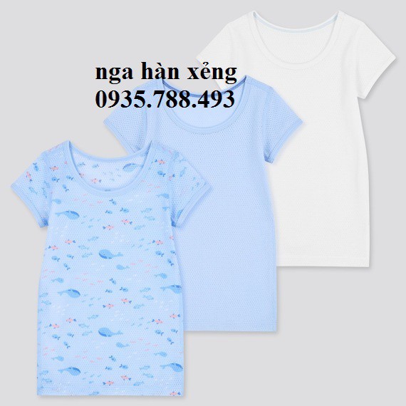 Set 3 áo cộc tay chất cotton lưới thông hơi Uniqlo cho bé