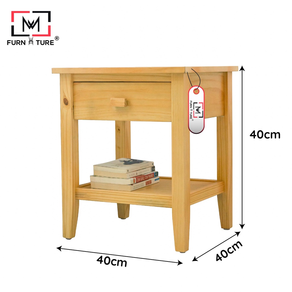 Tab đầu giường SARA gỗ thông cao cấp thương hiệu MW FURNITURE