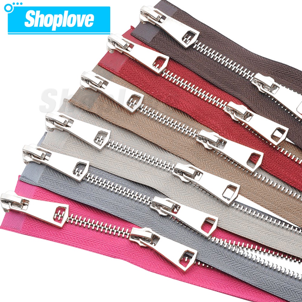 30 / 40 / 50 / 60 / 70 / 80cm 5# Dây Kéo Khóa Hai Đầu Bằng Kim Loại Màu Bạc Chất Lượng Cao DIY