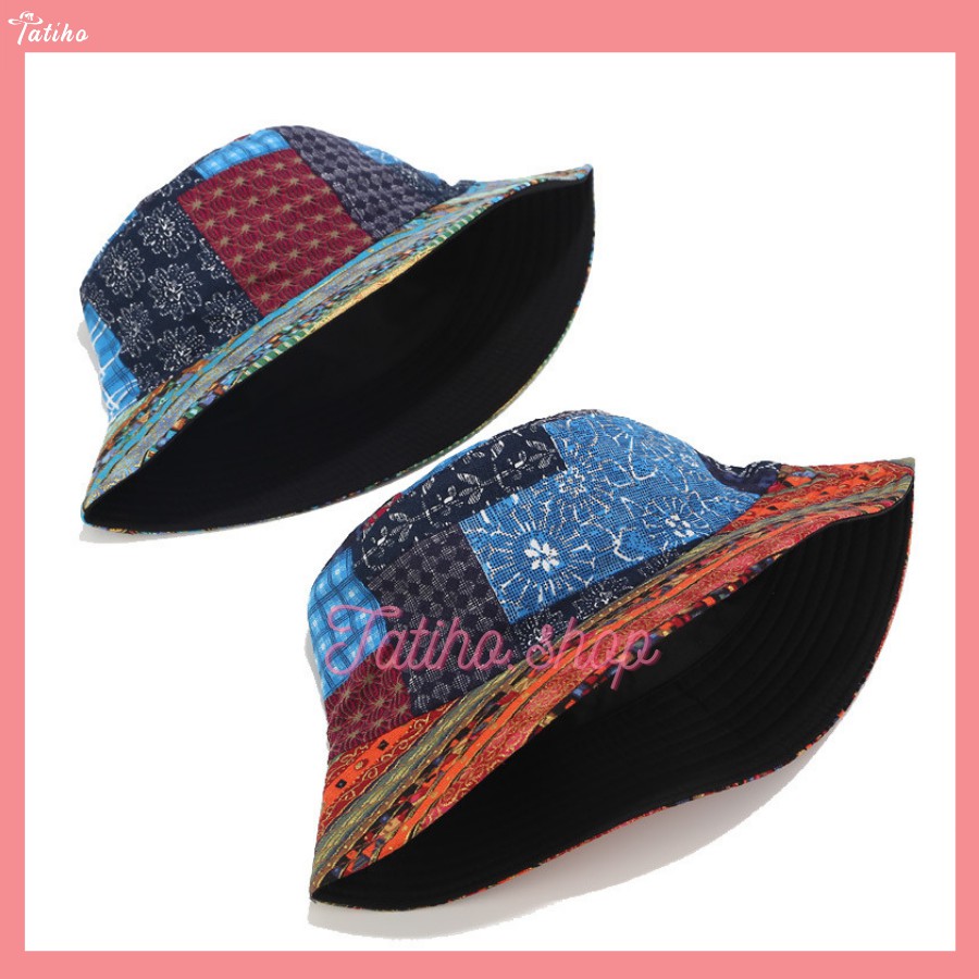 [Hàng Xịn, Giá Tốt] Mũ Nón Bucket Vành Ngắn Họa Tiết Thổ Cẩm Nhiều Màu - Mã NV012