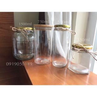Lọ thuỷ tinh  nắp thiếc dầy ( tặng dây gai, tag thank)