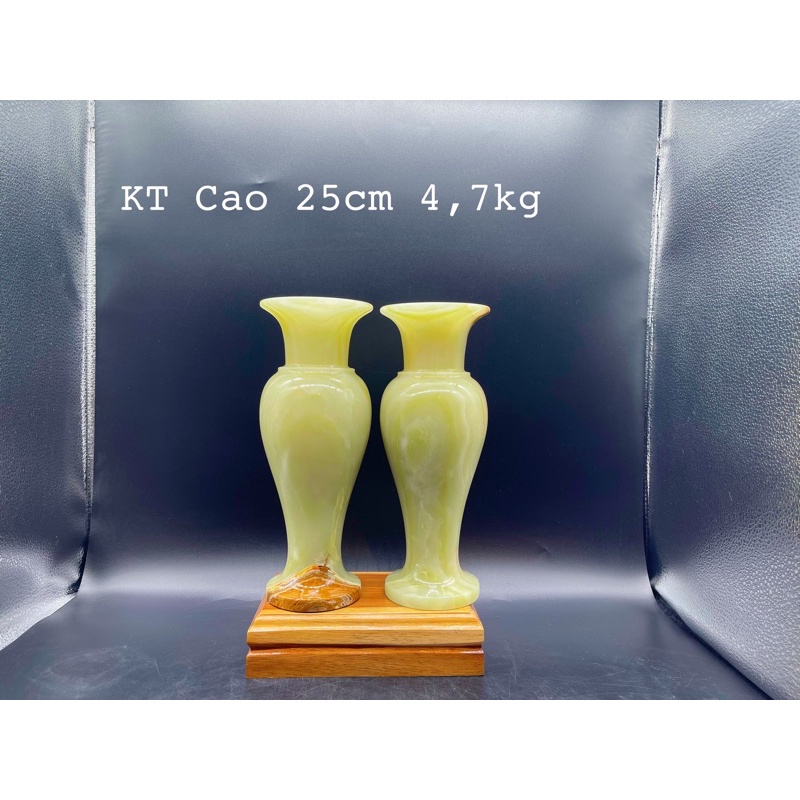 Cặp Lục Bình Đá Ngọc Hoàng Long - Đá Ngọc Xanh Pakistan