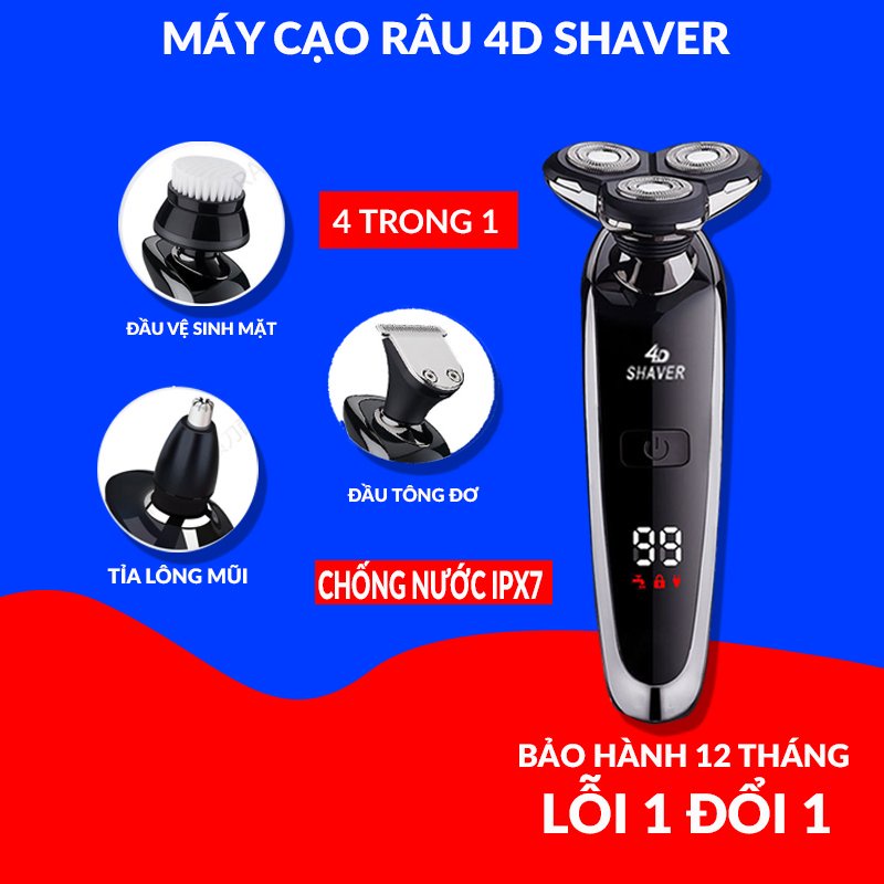 Máy Cạo Râu Rayco 4d Shaver, Dao Cạo Râu Đa Năng 3 Lưỡi Kép Êm Chống Nước Cắt Lông Mũi Cạo Râu Tóc Rửa Mặt