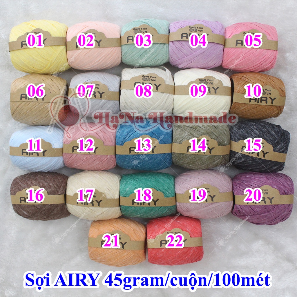 Sợi Airy / Sợi AIRY / sợi móc nón 45gram/ cuộn/ 100 mét - 28k