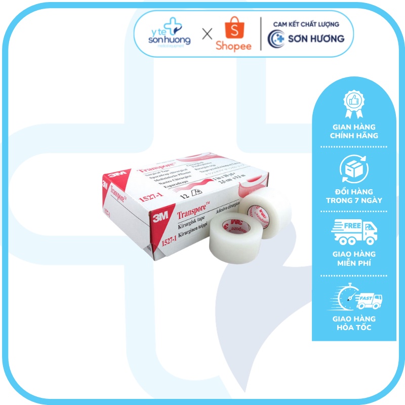 Băng keo trong y tế 3M Transpore 1527 Không thấm nước