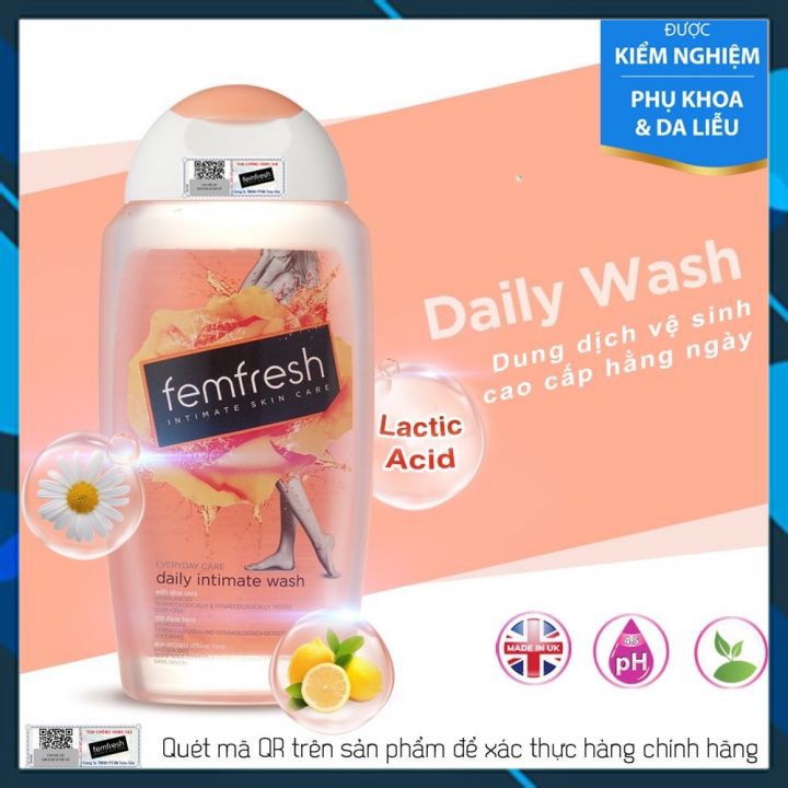 [Hàng Chuẩn]Dung Dịch Vệ Sinh Phụ Nữ Cao Cấp Anh Quốc Dùng Hằng Ngày Femfresh Daily Intimate Wash 250ml White Store