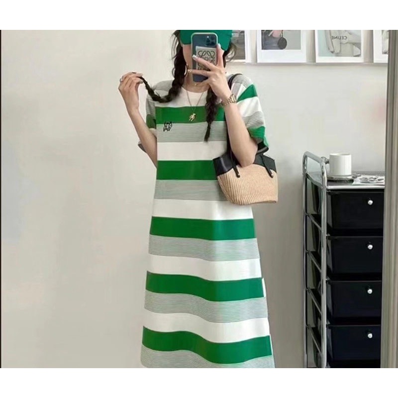 Đầm Len Mongtoghi Suông Sọc Ngang Thêu Hình Hổ Che Được Khuyết Điểm Cho Nữ | Smide Clothing