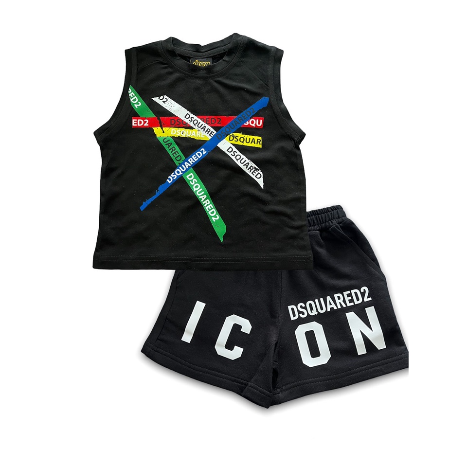 Set bộ quần đùi áo ba lỗ bé trai họa tiết Icon vải cotton mềm mịn, thoáng mát – Sammy_VN