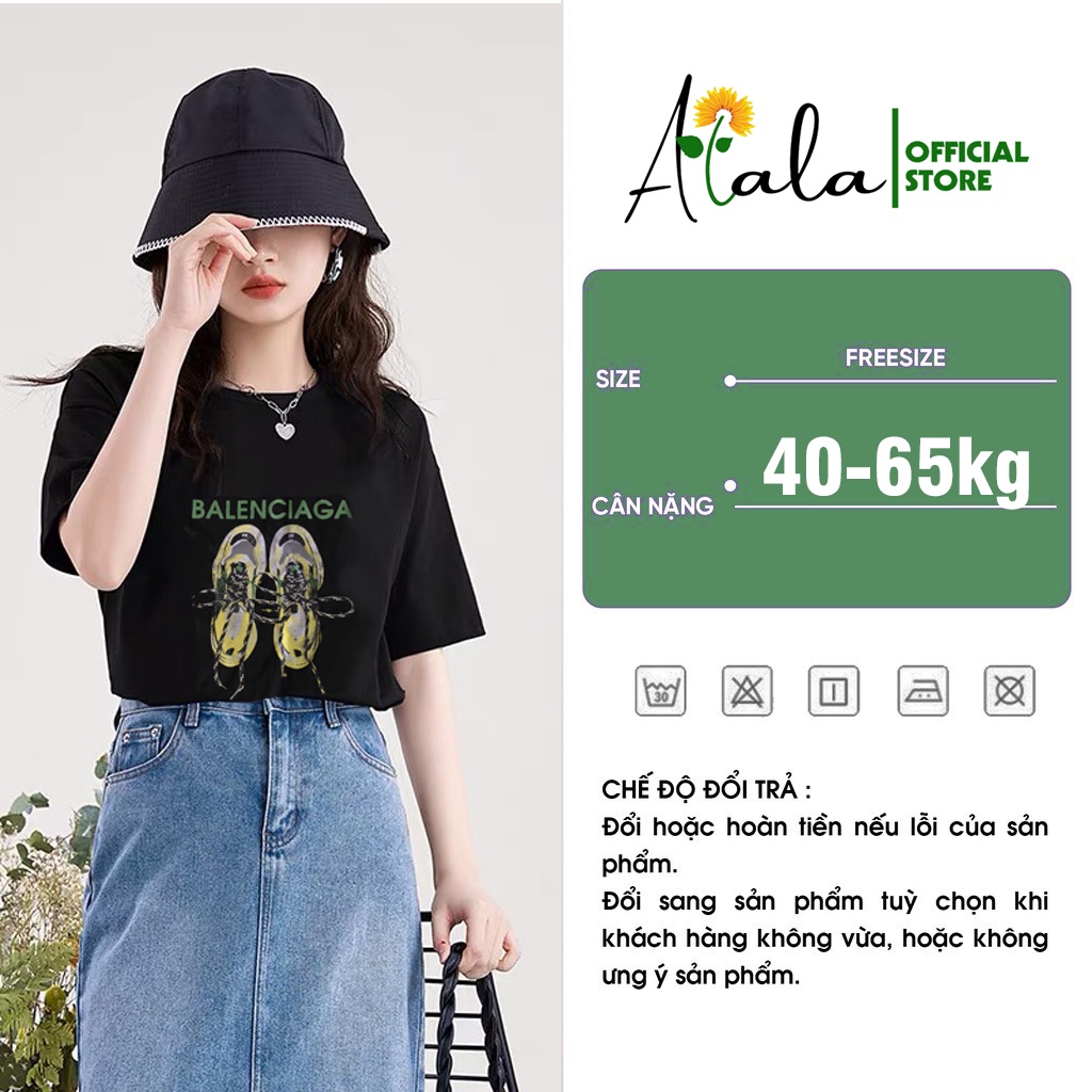 Áo thun in tay lỡ nữ freesize phông form rộng dáng Unisex Áo Phông Nữ In Hình Đôi Giầy