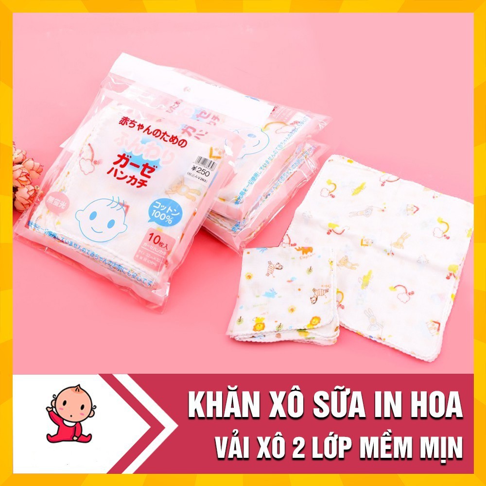 SET 10 khăn xô sữa HOA VĂN xuất Nhật
