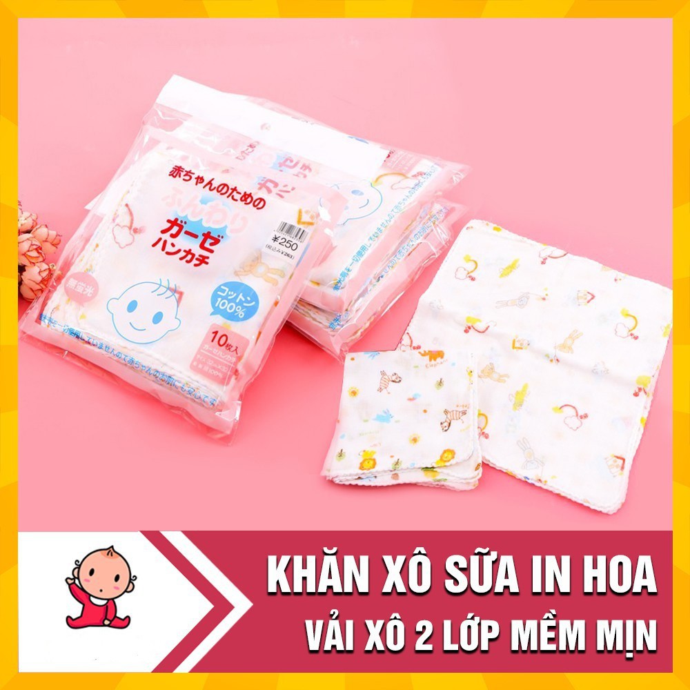 SET 10 khăn xô sữa HOA VĂN xuất Nhật (Việt Nam)