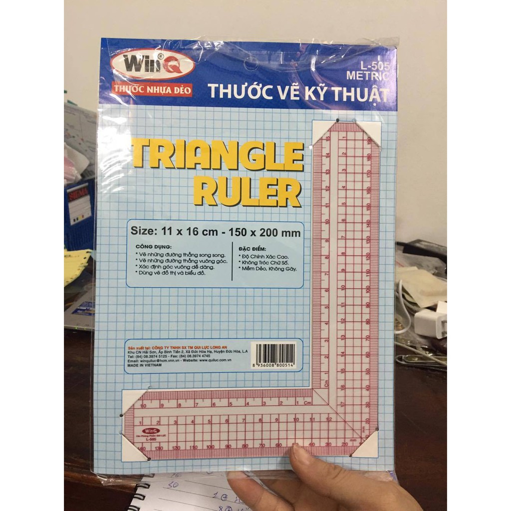 Thước nhựa L vẽ kỹ thuật