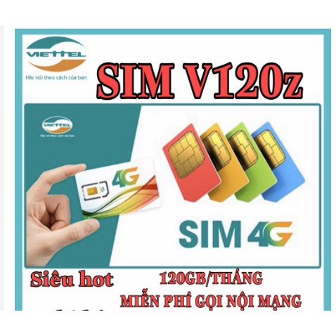 {FREE 12 tháng}Sim 4G Viettel gói V90 (v120) mới 120GB/Tháng {4GB/Ngày} miễn phí gọi nội mạng