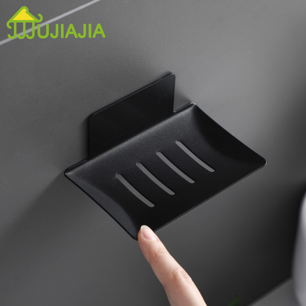 JUJIAJIA Free Punch Wall-Mounted Draining Carbon Steel Soap Holder Bathroom