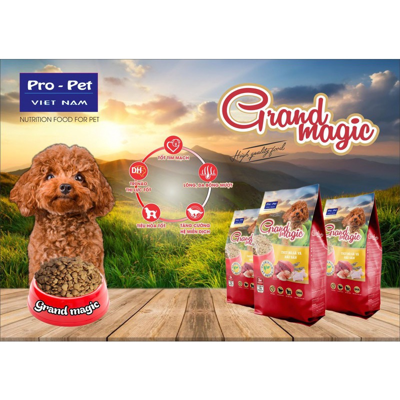 &lt;Bao lớn tiết kiệm&gt; thức ăn cho chó Grand magic dog 12kg (12 bao 1kg)