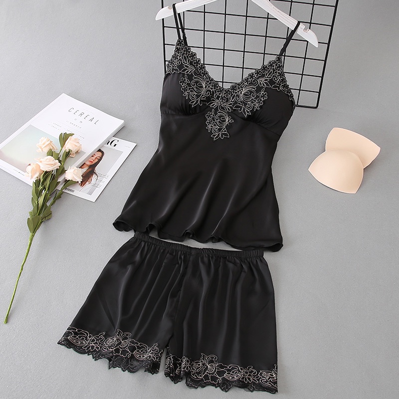 Set đồ ngủ 2 dây vải lụa lạnh mỏng kiểu mới thời trang quyến rũ năm 2021 cho nữ