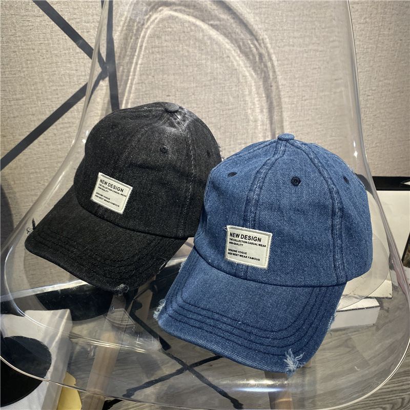 Mũ Kết Mũ Lưỡi Trai Unisex Denim Xước Cá Tính