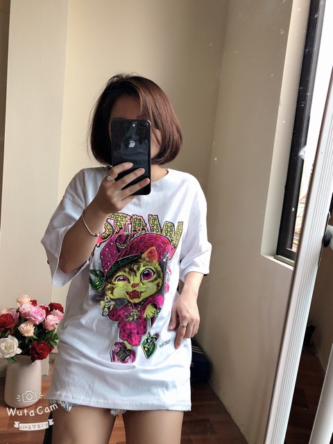 [ HÌNH THẬT, CÓ VIDEO] Áo phông nữ WAR tay lỡ cổ tròn in hình hót hít gắn đá sang trọng | BigBuy360 - bigbuy360.vn