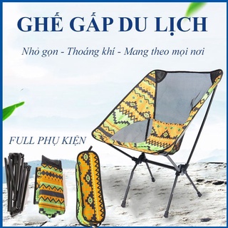 Ghế dã ngoại cắm trại câu cá gấp gọn thổ cẩm khung nhôm 7075