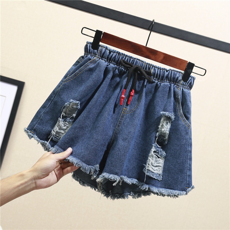 Quần Short Jeans Lưng Thun Co Dãn Phong Cách Hàn Quốc Size Xl-5Xl