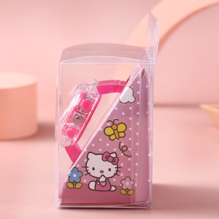 [Hàng sẵn] Đồng Hồ Hello Kitty Trẻ Em Có Đèn LED Thạch Anh Nhấp Nháy Đầy Màu Sắc - Fullbox Hộp PVC