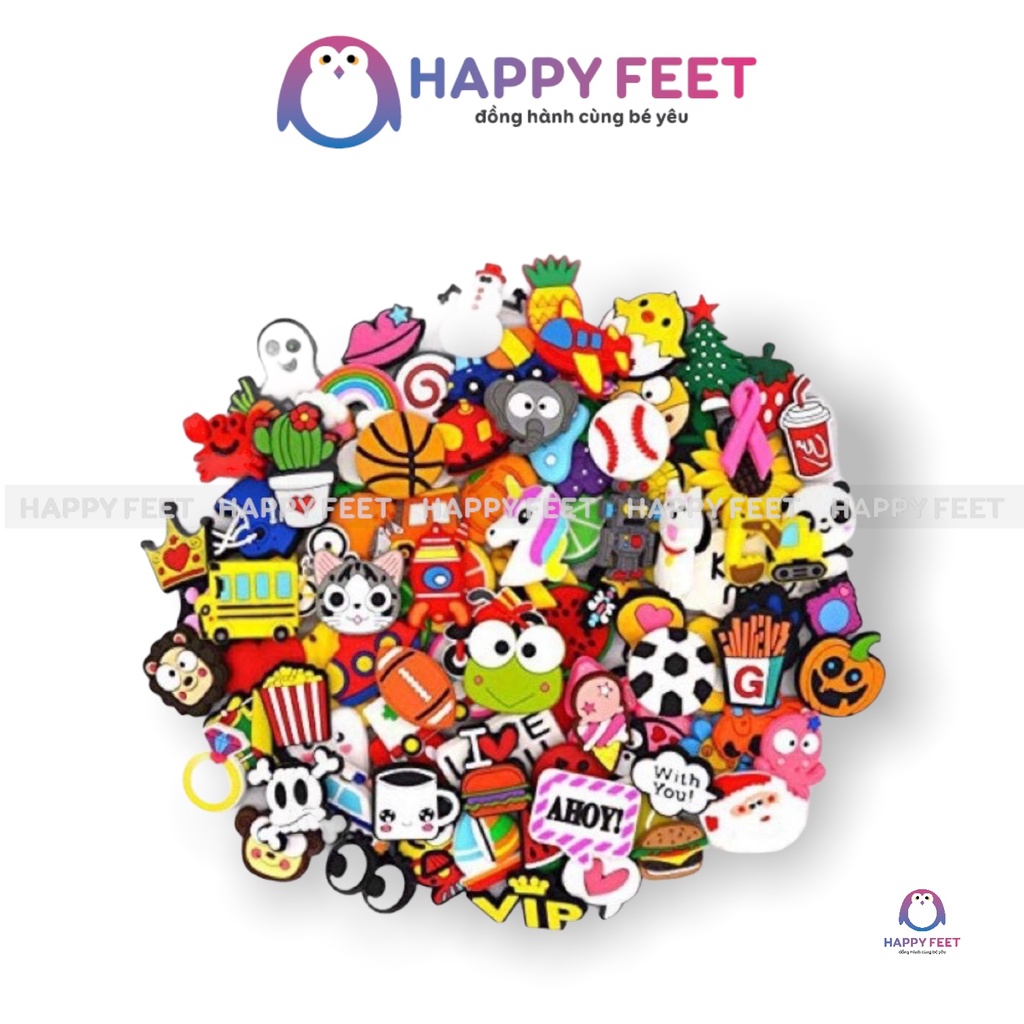 Sticker, jibbits gắn sục dép siêu đẹp cho bé - Happy Feet