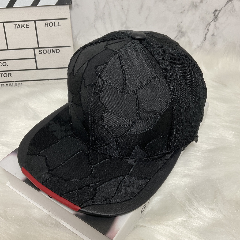Mũ snapbackphong cách hiphop vải da lộn trơn màu đen trắng SN40
