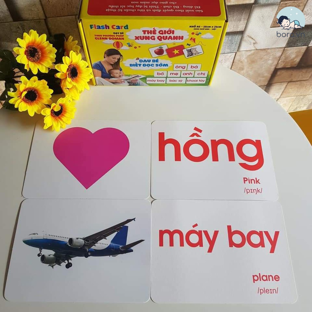 Bộ thẻ học song ngữ Glenn Doman dạy bé nhận biết về thế giới xung quanh, kích thước 15 x 21 cm