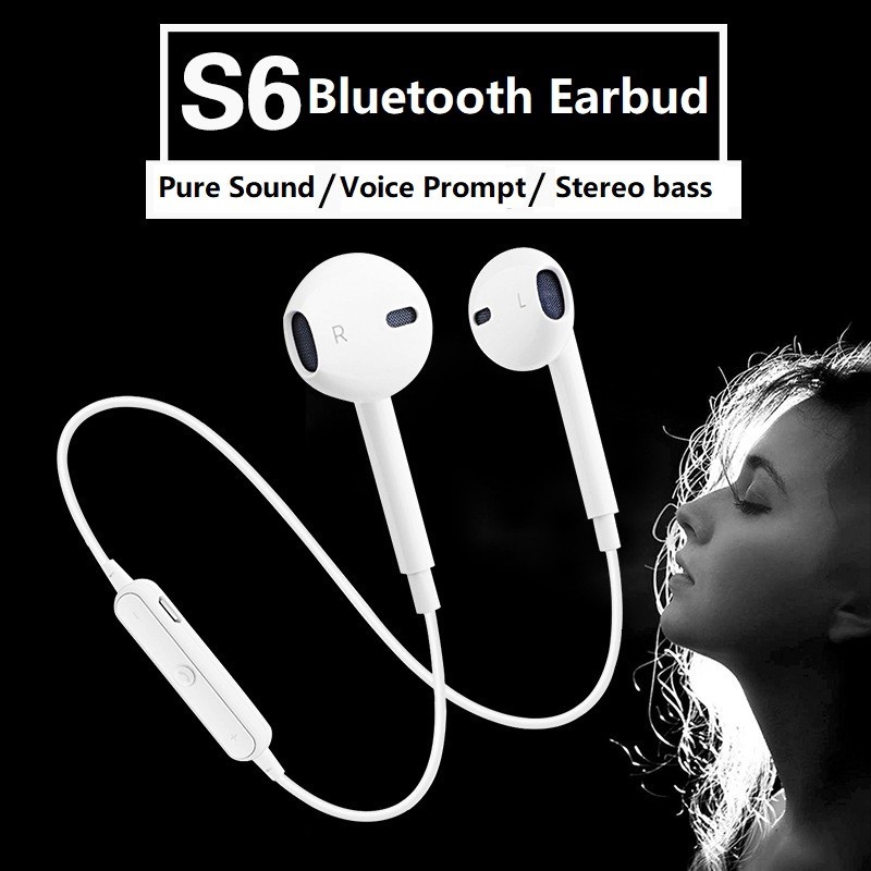 Tai nghe thể thao không dây s6 Tai nghe bluetooth stereo chống thấm mồ hôi, phù hợp với mọi thiết bị bluetooth | BigBuy360 - bigbuy360.vn