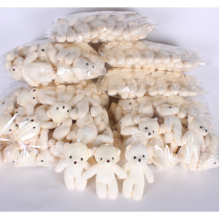 Combo 10 Gấu bông trơn mềm nhỏ màu trắng kem cao 8 cm  trang trí tuyệt đẹp