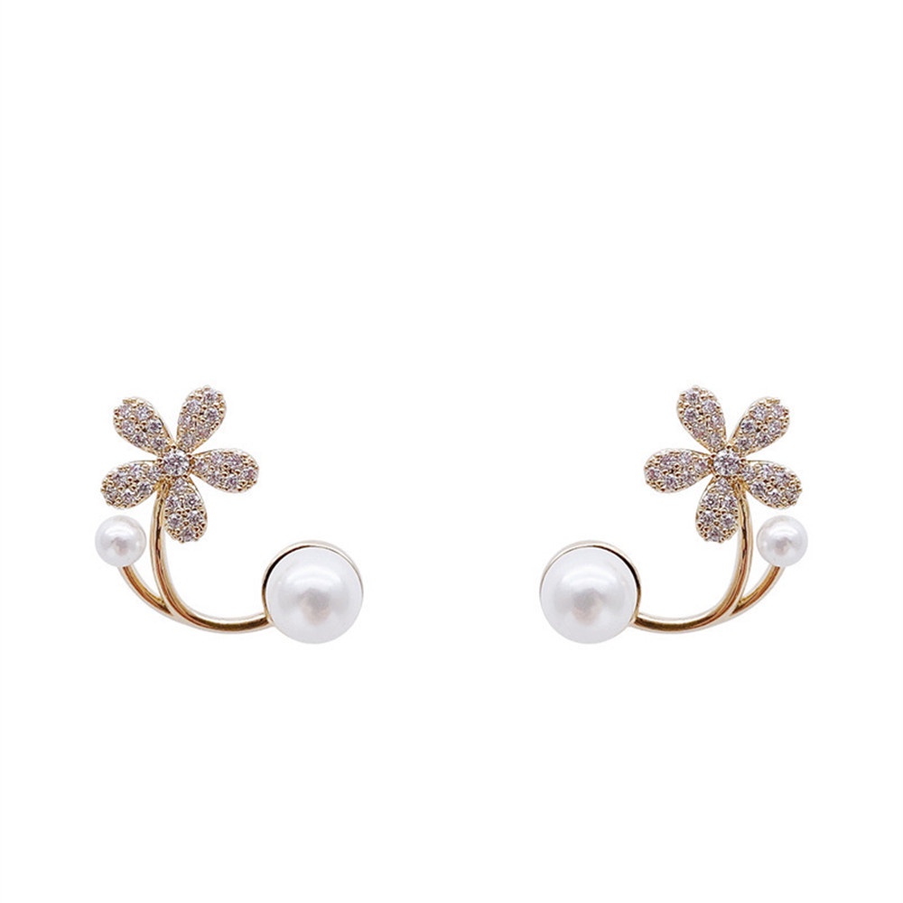 Bông Tai Hình Hoa Đính Ngọc Trai Nhân Tạo Sang Trọng Thời Trang