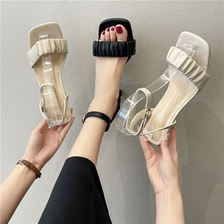 Dép cao gót nữ mũi vuông 7 cm mã DE10