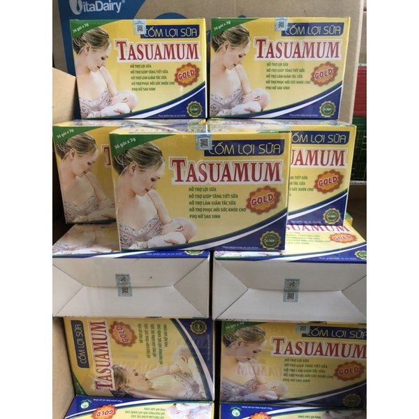Cốm lợi sữa Tasuamum hộp 40 gói x 3g, hộp 36 gói x3g