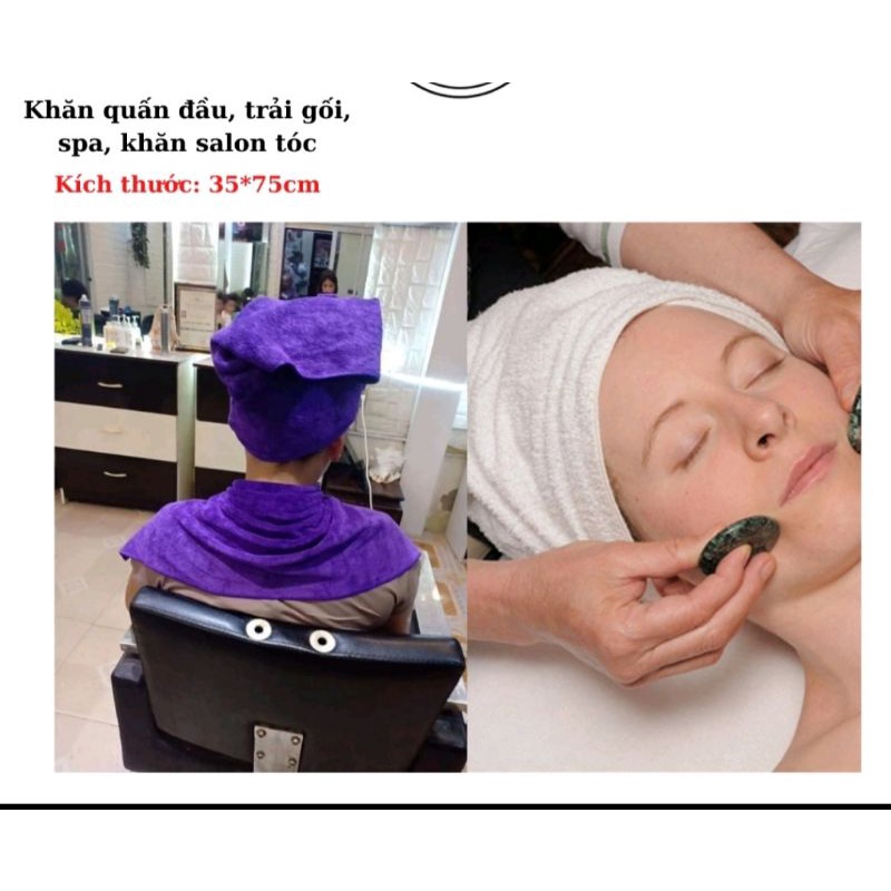 Khăn gội đầu, quấn đầu siêu thấm hút, mềm mịn dành cho hairsalon,spa KT 35x75cm HÀNG LOẠI 1