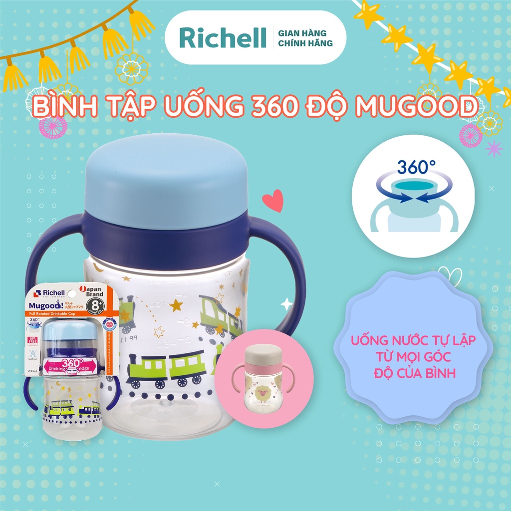 Bình tập uống trực tiếp 360° MUGOOD Richell Nhật Bản | Baby