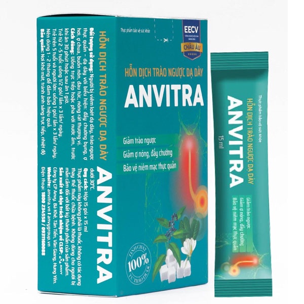ANVITRA - HỖN DỊCH TRÀO NGƯỢC DẠ DÀY GIÚP GIẢM ĐAU VÀ CÁC TRIỆU CHỨNG CỦA DẠ DÀY (15 gói)