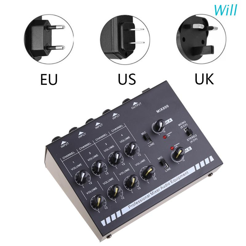 Thiết Bị Trộn Âm Thanh Mini 8 Kênh Phích Cắm EU/UK/US MIX800 Với Bộ Chuyển Đổi Mono/Stereo