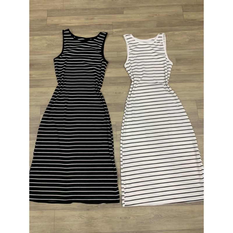 Đầm Sát nách Ba lỗ body sọc phôm dài TV2( thun len gân đẹp)