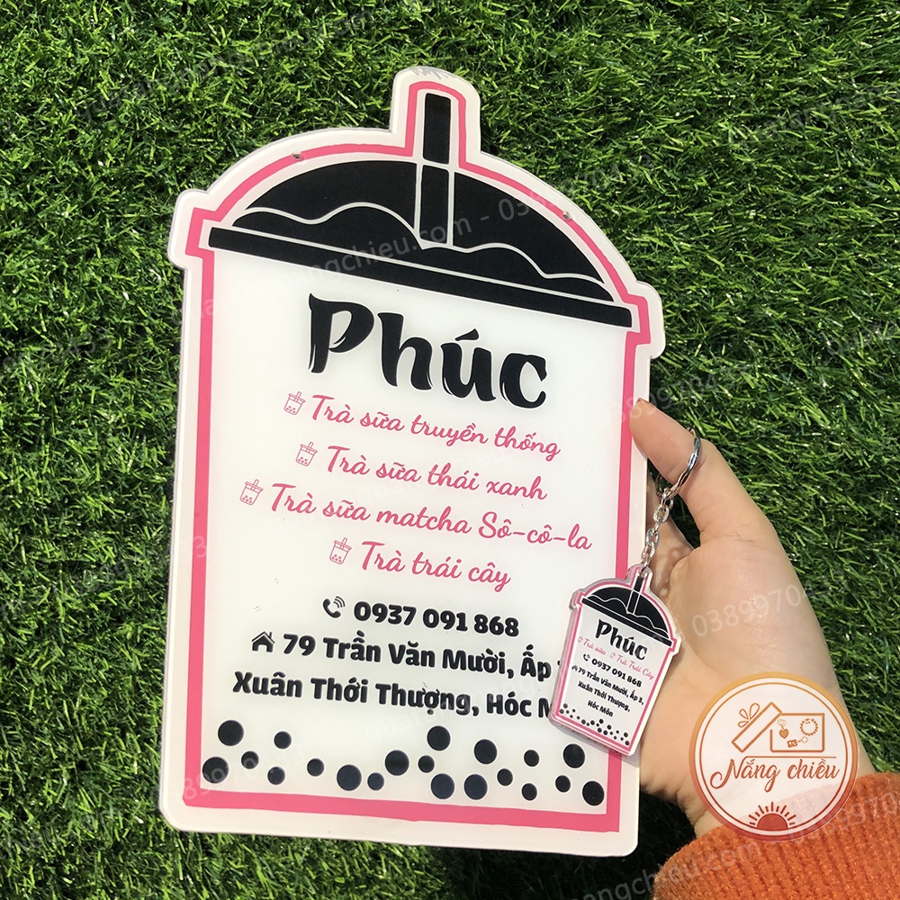 Bảng hiệu cho tiệm trà sữa, hình ly trà sữa, menu quán cà phê, đồ ăn vặt, chất liệu mica , bền và đẹp