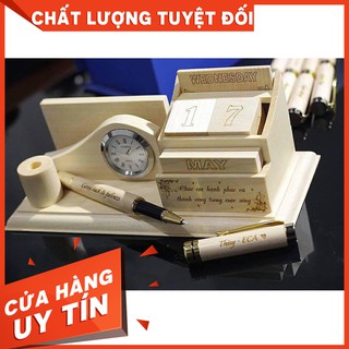 [KHẮC THEO YÊU CẦU] Lịch gỗ để bàn ĐA NĂNG - Quà tặng DOANH NGHIỆP sang trọng