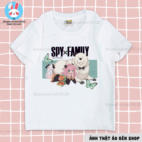 Áo thun in hình anya spy family,áo anya màu trắng siêu cute hình nét