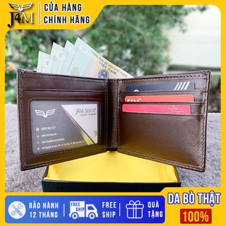 Ví nam da bò thật, ví da bò j4m khắc tên theo yêu cầu, phong cách lịch lãm, màu nâu NMN03 bảo hành 24 tháng