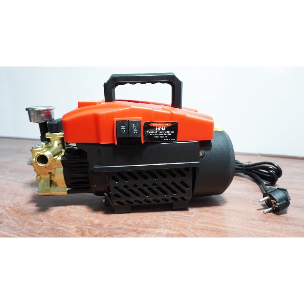 Máy rửa xe gia đình áp lực cao 2000W HPM - kèm đủ phụ kiện dây đồng 100% BH 12 tháng