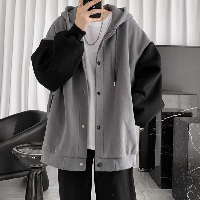 ÁO KHOÁC HOODIE NÚT BẤM PHỐI HAI MÀU SÀNH ĐIỆU THỜI TRANG YOYO STYLE