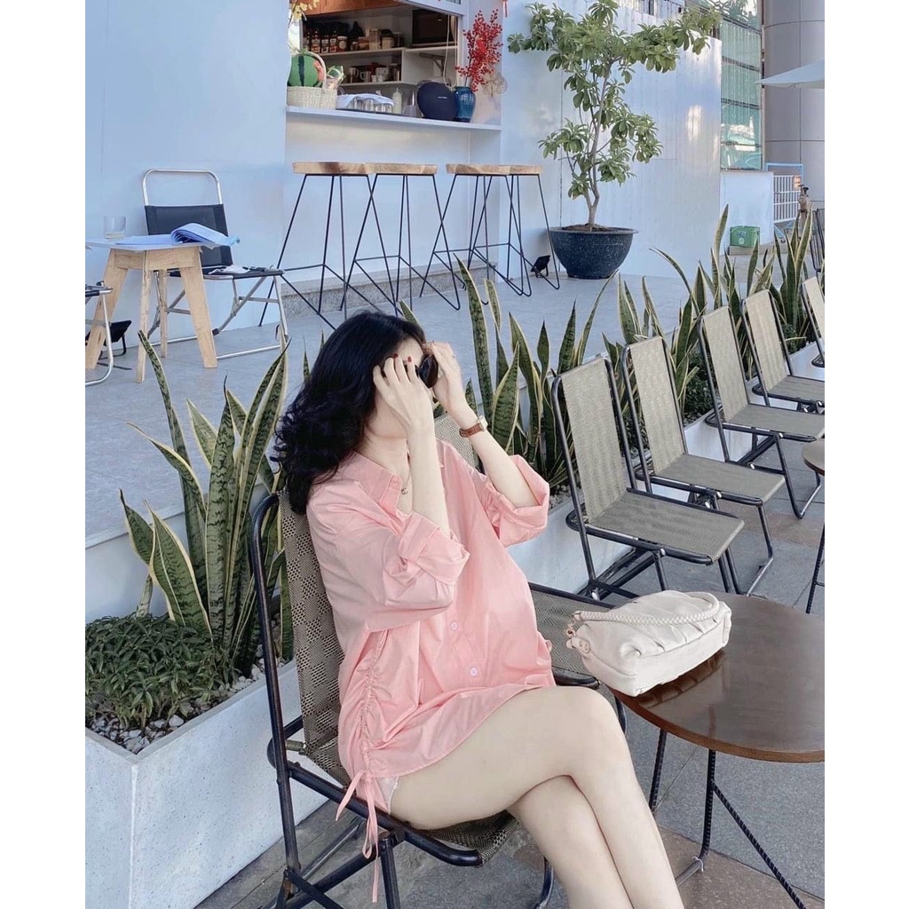 Set Đồ Đẹp ⚡𝙎𝙄𝙀̂𝙐 𝙎𝘼𝙇𝙀⚡ Set Bộ Áo Sơ Mi Rút Dây Hông Kèm Quần Short Thời Trang - 75211