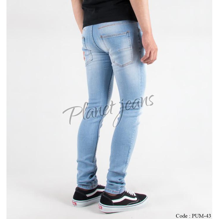 Quần Jeans Nam Dài Bó Sát P43 - Màu Xanh Nhạt, Nhạt, Trắng, Size 29